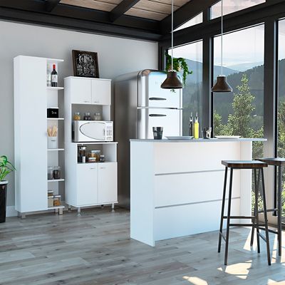 Combo Cocina Blanco: Mueble de Cocina, Barra y Optimizador