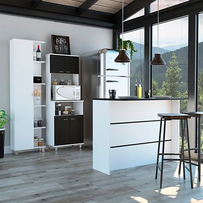 Combo Cocina Wengue/Blanco: Mueble de Cocina, Barra y Optimizador