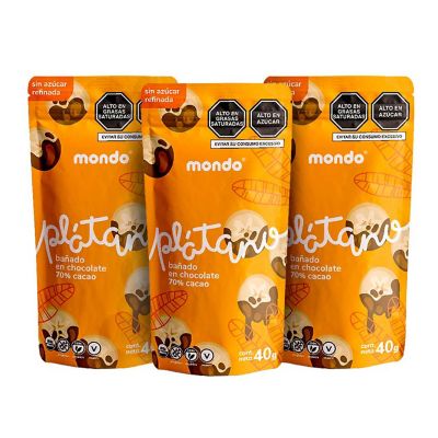 Pack Platano con chocolate 70% 40g MONDO
