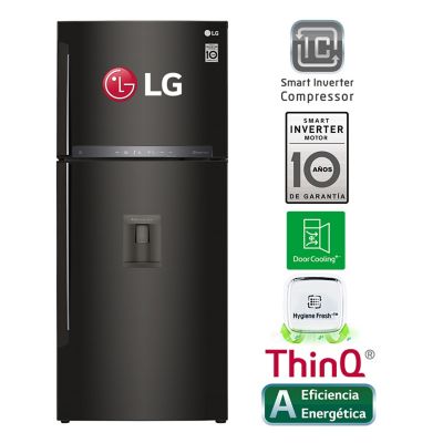 Refrigeradora 396 LT Top Mount LG con Filtro Higiénico inteligente GT41AGD Negro Acero