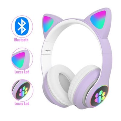 Audífono Bluetooth Gato con Luz Led