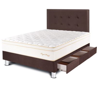 Dormitorio con Cajones Royal Prince 1.5 Plz Chocolate + 1 Almohada Viscoelástica + Protector