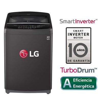 Lavadora 13 Kg LG Carga Superior Smart Inverter con TurboDrum WT13BSB Negro Claro