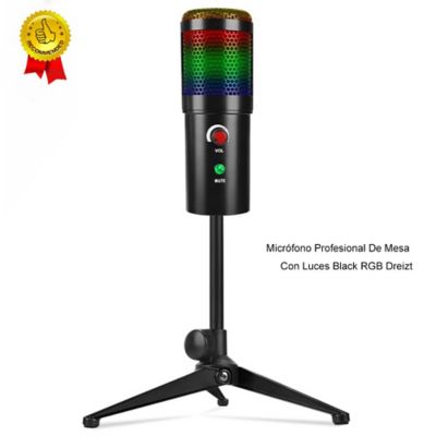 Micrófono Profesional De Mesa Luces Black RGB