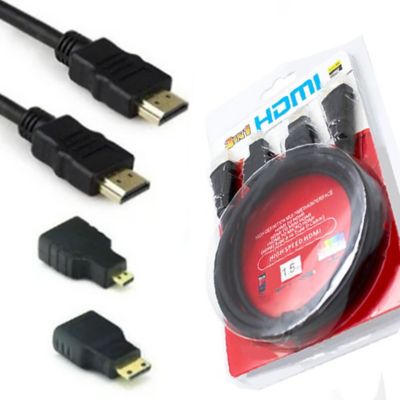 Cable Hdmi 3 En 1  Adaptador Mini Y Micro 1.5mt