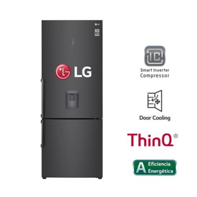 Refrigeradora 446 LT Bottom Freezer LG con Door Cooling GB46TGT Negra Mate