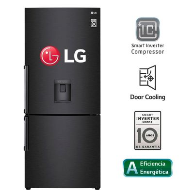 Refrigeradora LG Bottom Freezer con Door-Cooling  403 LT GB41WGT Negro Mate 