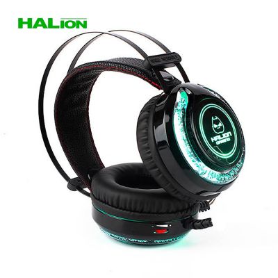 Audifono Gamer Halion HA-Z30 Para PC USB con Microfono 7 LED Negro