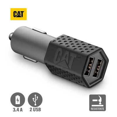 Cargador De Auto CAT Resistente Carga Rápida USB 3.4A DC 2 Puertos