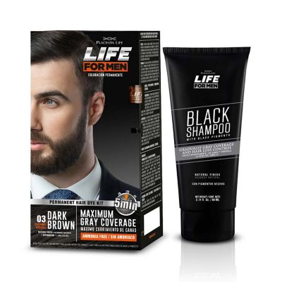 LIFE FOR MEN Tinte Castaño Oscuro y Black Shampoo
