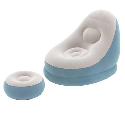 Sillon Inflable Con Poof Celeste