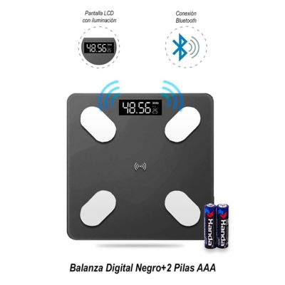 Balanza Digital Bluetooth Negro+2 Pilas AAA