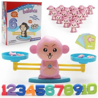 Balanza Juego didácticos para niños mono rosado