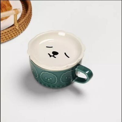 Juego de taza con plato kawai diseño alpaca