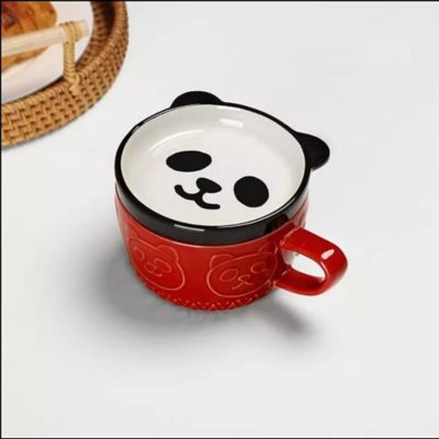 Juego de taza con plato kawai diseño panda