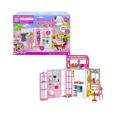 Barbie Casa de muñecas con 2 niveles y 4 áreas