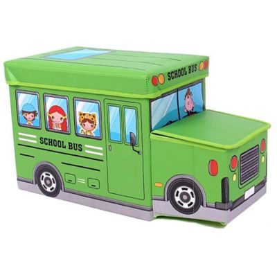 Caja Puff Organizador de Juguetes Autobús Verde