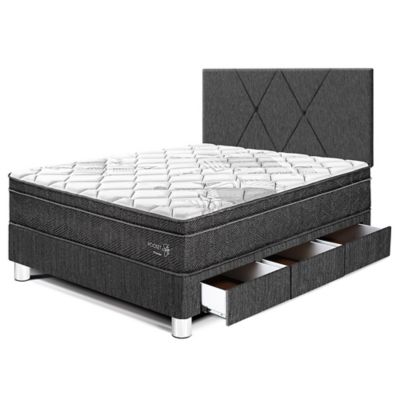 Dormitorio con Cajones Pocket Star Loft 1.5 Plz Charcoal + 1 Almohada + Protector