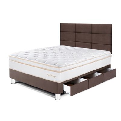 Dormitorio con Cajones Royal Dynasty Blocks 1.5 Plz Chocolate + 1 Almohada Viscoelástica + Protector