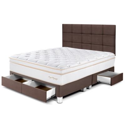 Dormitorio con Cajones Royal Dynasty Blocks Queen Chocolate + 2 Almohadas Viscoelásticas + Protector