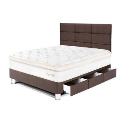 Dormitorio con Cajones Royal Cloud Blocks 1.5 Plz Chocolate + 1 Almohada Viscoelástica + Protector