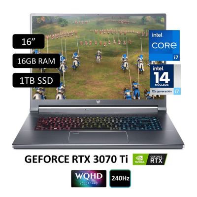 Laptop Gamer ACER Predator Triton Intel Core i7 12° Gen 14 núcleos - 16GB RAM 1TB SSD 16